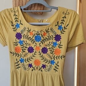 Floral Embroidered Yellow Dress